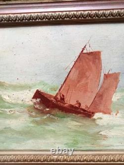 Tableaux Ancien Paire Huile Sur Panneau Bateaux Marine 19 Ème Siècle Signé