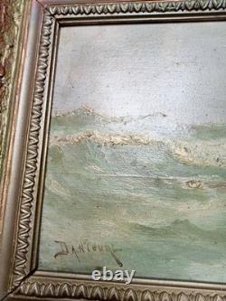 Tableaux Ancien Paire Huile Sur Panneau Bateaux Marine 19 Ème Siècle Signé