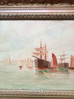 Tableaux Ancien Paire Huile Sur Panneau Bateaux Marine 19 Ème Siècle Signé