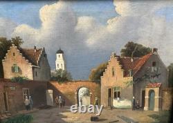 Tableaux Anciens, Place De Village Animée Hollandaise Ou Flamande
