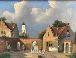 Tableaux Anciens, Place De Village Animée Hollandaise Ou Flamande