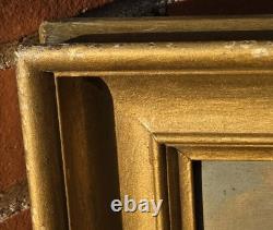 Tableaux ancien. Paysage Marin Voilérs Peinture huile sur panneau bois