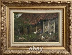 Tableaux anciens, Fermière Et Ses Chèvres