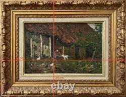 Tableaux anciens, Fermière Et Ses Chèvres