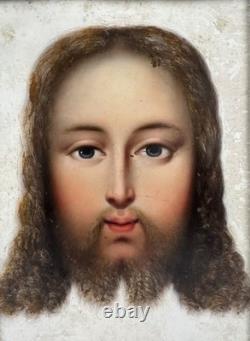 Tableaux anciens, Sainte Face du Christ, huile sur cuivre