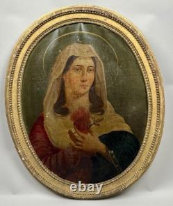 Tableaux anciens huile La Vierge Marie Début 19ème
