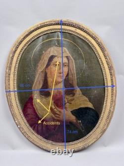 Tableaux anciens huile La Vierge Marie Début 19ème