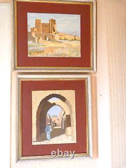 Tableaux anciens, peintures orientalistes, sur panneau, scène animée, signée