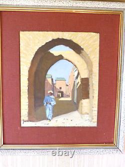 Tableaux anciens, peintures orientalistes, sur panneau, scène animée, signée