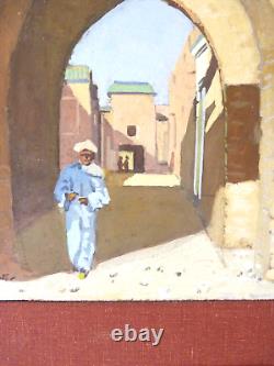 Tableaux anciens, peintures orientalistes, sur panneau, scène animée, signée