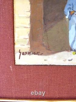 Tableaux anciens, peintures orientalistes, sur panneau, scène animée, signée