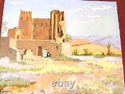 Tableaux anciens, peintures orientalistes, sur panneau, scène animée, signée