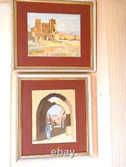 Tableaux anciens, peintures orientalistes, sur panneau, scène animée, signée