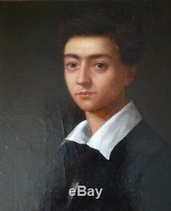 Tres beau tableau ancien(XIXÈME)Portrait de jeune homme