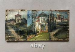 Triptyque, huile sur toile, tableau ancien, peinture, début XXe
