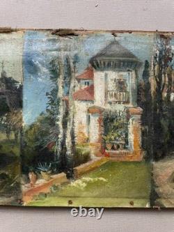 Triptyque, huile sur toile, tableau ancien, peinture, début XXe