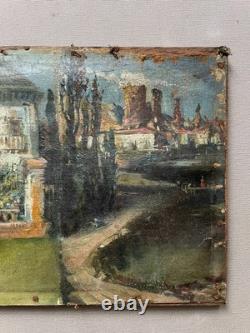 Triptyque, huile sur toile, tableau ancien, peinture, début XXe
