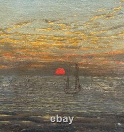 V. Balotte Tableau Ancien (XIX-XX) Marine au Soleil Couchant 1895