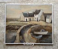 Willy Frissen (1938) Tableau Ancien Huile sur toile Paysage Expressioniste