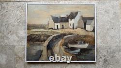 Willy Frissen (1938) Tableau Ancien Huile sur toile Paysage Expressioniste