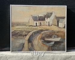 Willy Frissen (1938) Tableau Ancien Huile sur toile Paysage Expressioniste