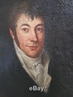 XVIII ème s, tableau ancien portrait d'homme huile sur toile