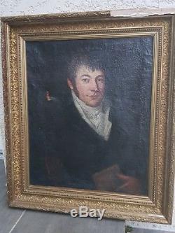 XVIII ème s, tableau ancien portrait d'homme huile sur toile