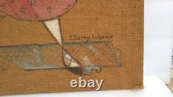 YVONNE BORRY LEHOUX Ancien Tableau Huile Sur Toile port Bretons bretonne cubisme
