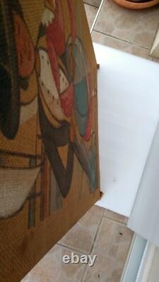 YVONNE BORRY LEHOUX Ancien Tableau Huile Sur Toile port Bretons bretonne cubisme
