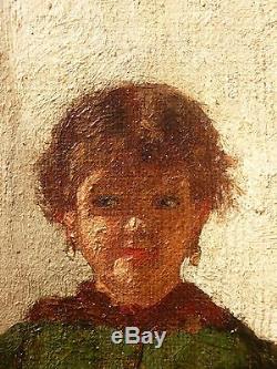 École Napolitaine, La petite fille, Edoardo DALBONO(1841-1915) Tableau ancien